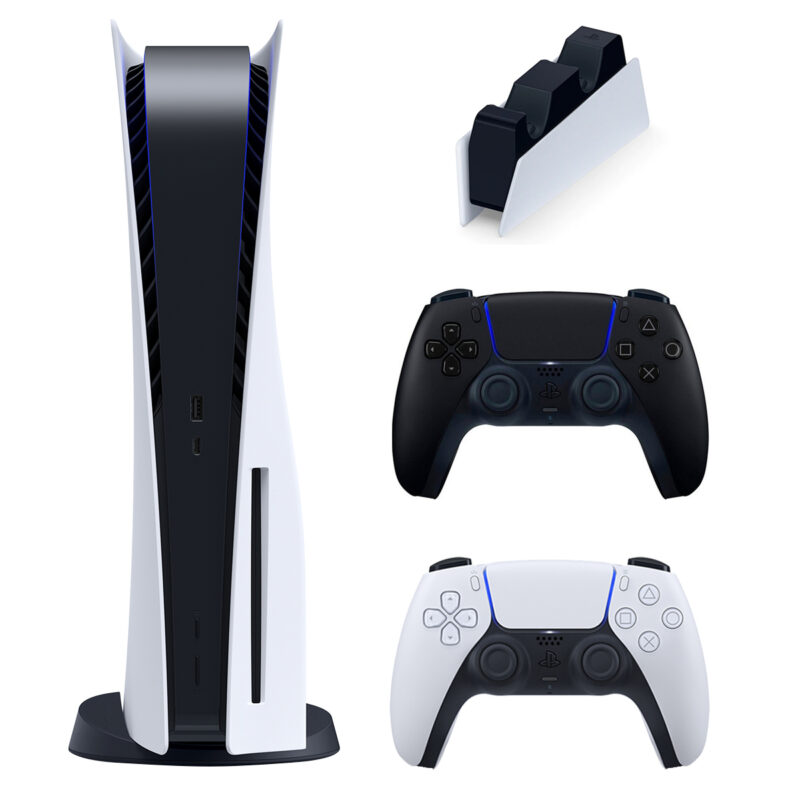 کنسول بازی سونی مدل PlayStation 5 ظرفیت 825 گیگابایت ریجن 1216A اروپا به همراه دسته اضافه و پایه شارژر